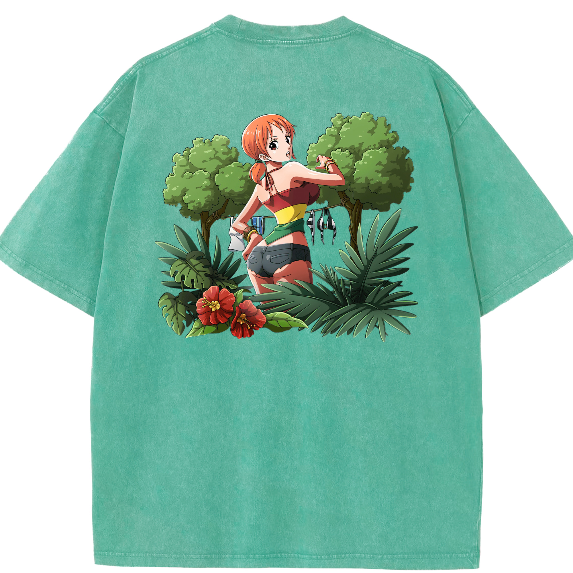 ワンピース ナミ ONE PIECE Nami 綿100% ヴィンテージ風 半袖Tシャツ（背面プリント）